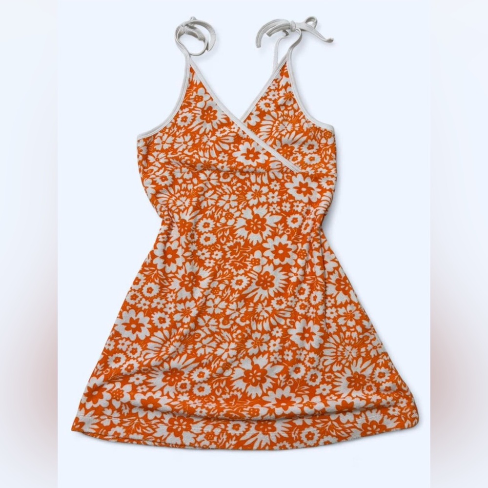Floral Orange Terrycloth Dress